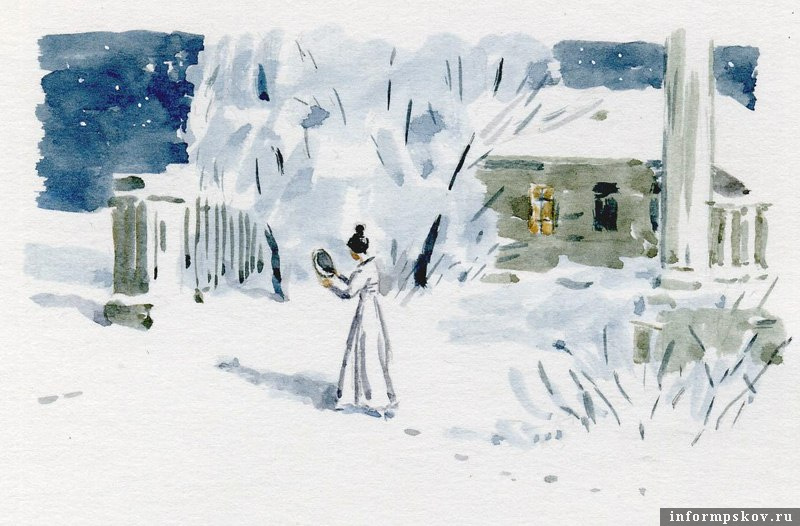 Деревенское гадание Татьяны. Из иллюстраций Юрия Игнатьева к роману Александра Пушкина «Евгений Онегин». Из фондов музея-заповедника «Михайловское».