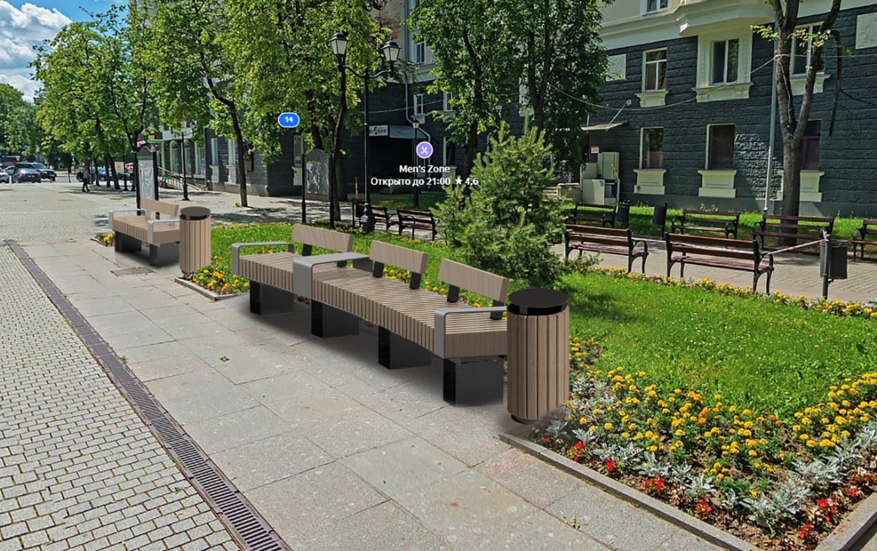 Новые скамейки установят в центре Пскова. Фото из проектной документации заказчика, носит иллюстративный характер