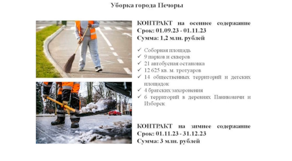 4,2 миллиона рублей выделили на уборку Печор до конца года. Фото: скриншот из видео