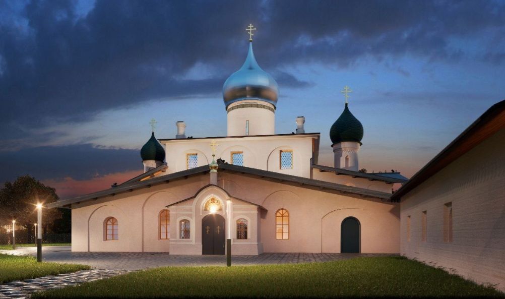 На фотографии изображён предложенный вариант подсветки. Фото здесь и далее: Telegram-канал АНО «Возрождение объектов культурного наследия в городе Пскове (Псковской области)»