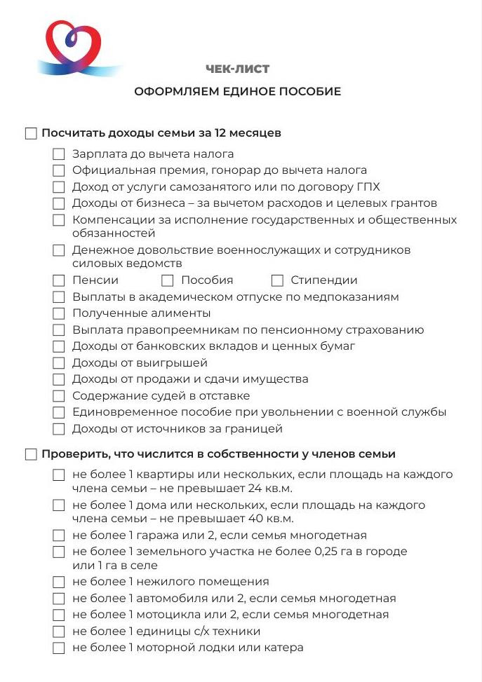 Чек-лист предоставили в пресс-службе Социального фонда России по Псковской области