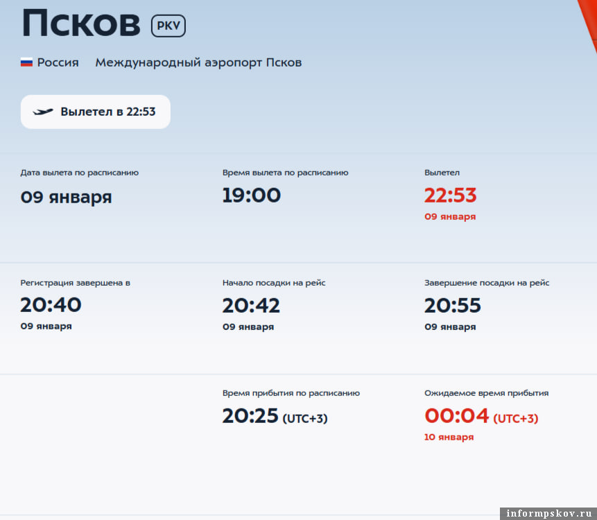 Скриншот онлайн-табло аэропорта Внуково