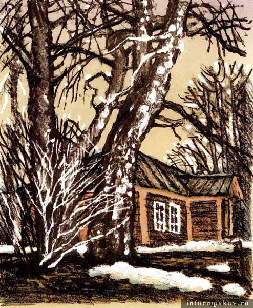 Мария Дорошенко. Сходит снег. Домик няни в Михайловском (2007). Из фондов Пушкинского заповедника