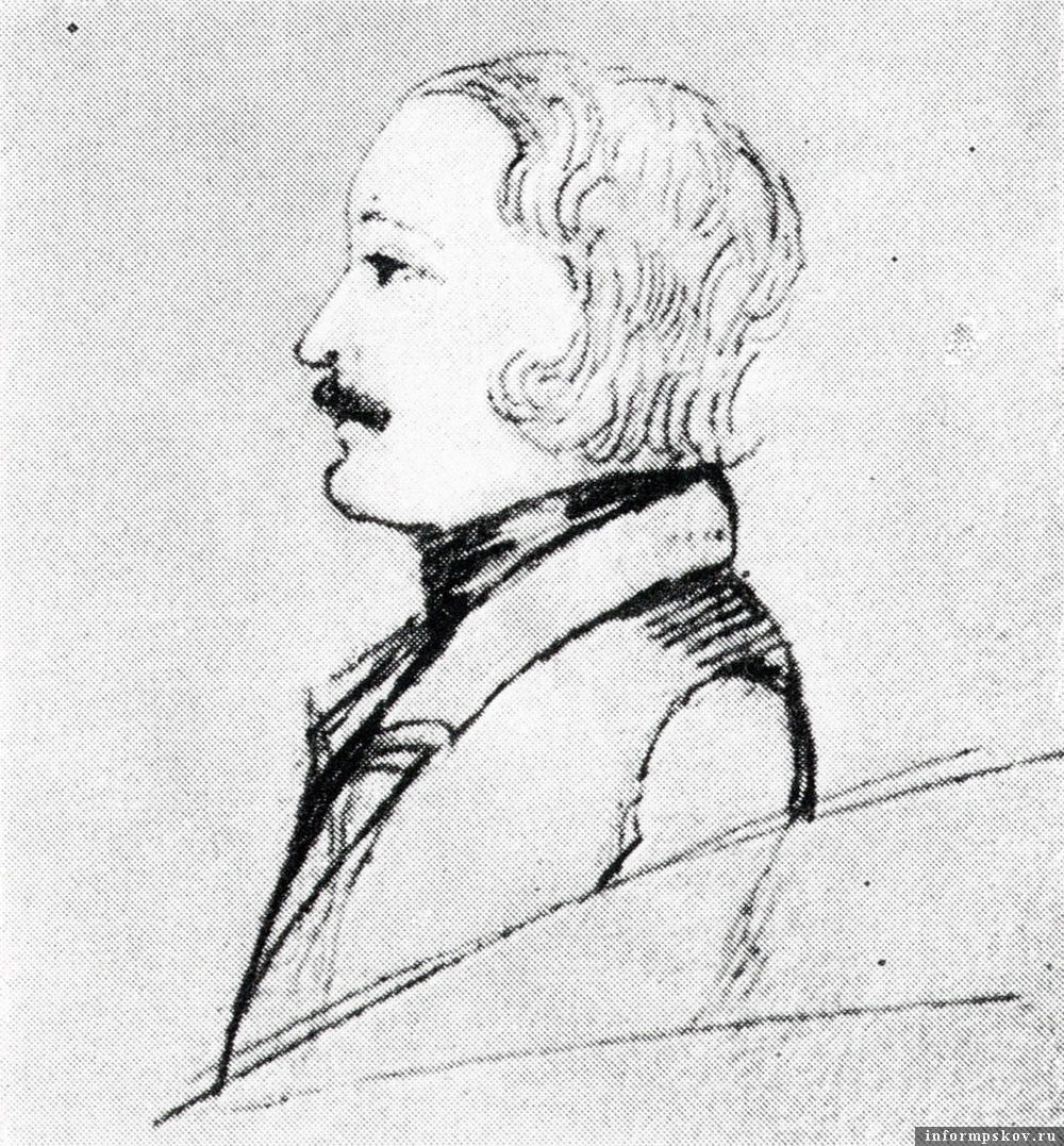 Алексей Вульф на рисунке Н. И. Фризенгоф из альбома Н. Н. Пушкиной (1841). Из собрания музея-заповедника «Михайловское»