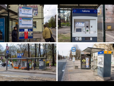 Остановки в Риге (Латвия) и автомат по продаже билетов при них