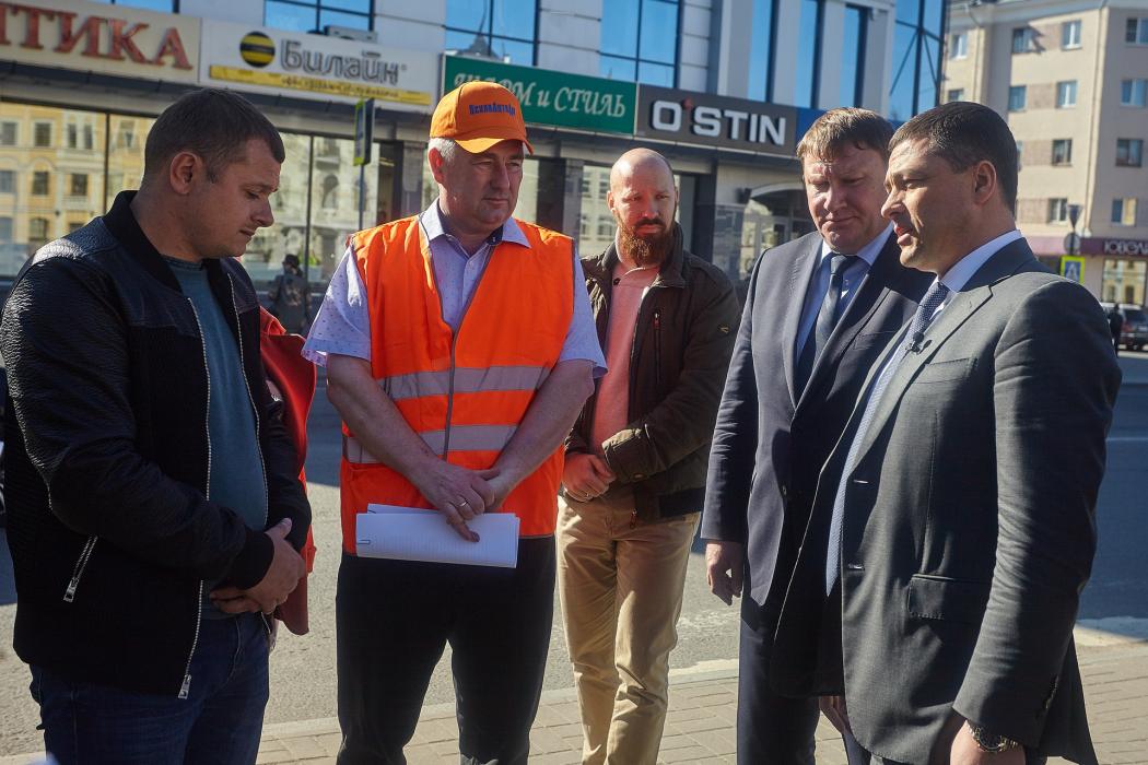 Осмотр дорог Пскова губернатором