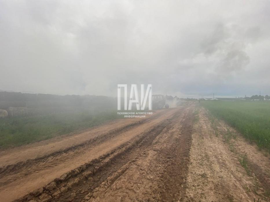 Пожарные ликвидируют возгорание в Псковском районе 