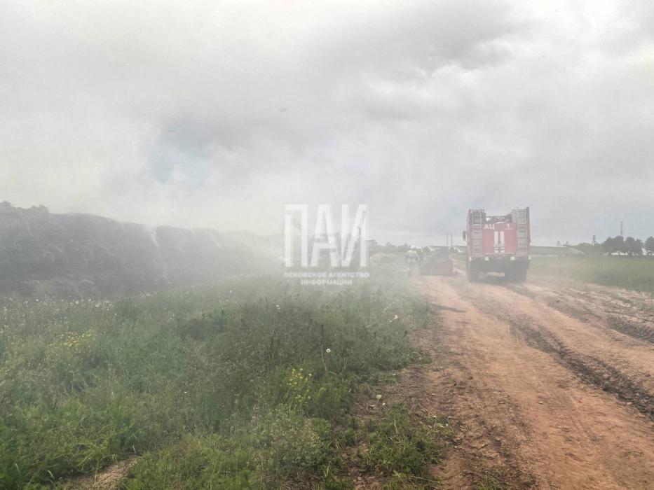 Пожарные ликвидируют возгорание в Псковском районе 