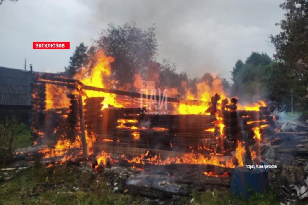 В Плюсском районе дотла сгорел дачный домик
