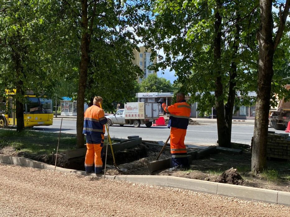 Дорожные работы на улице Труда