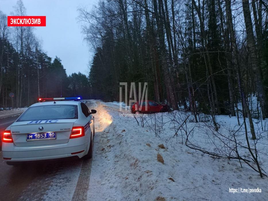 Нетрезвый водитель вылетел в кювет на трассе Псков – Гдов