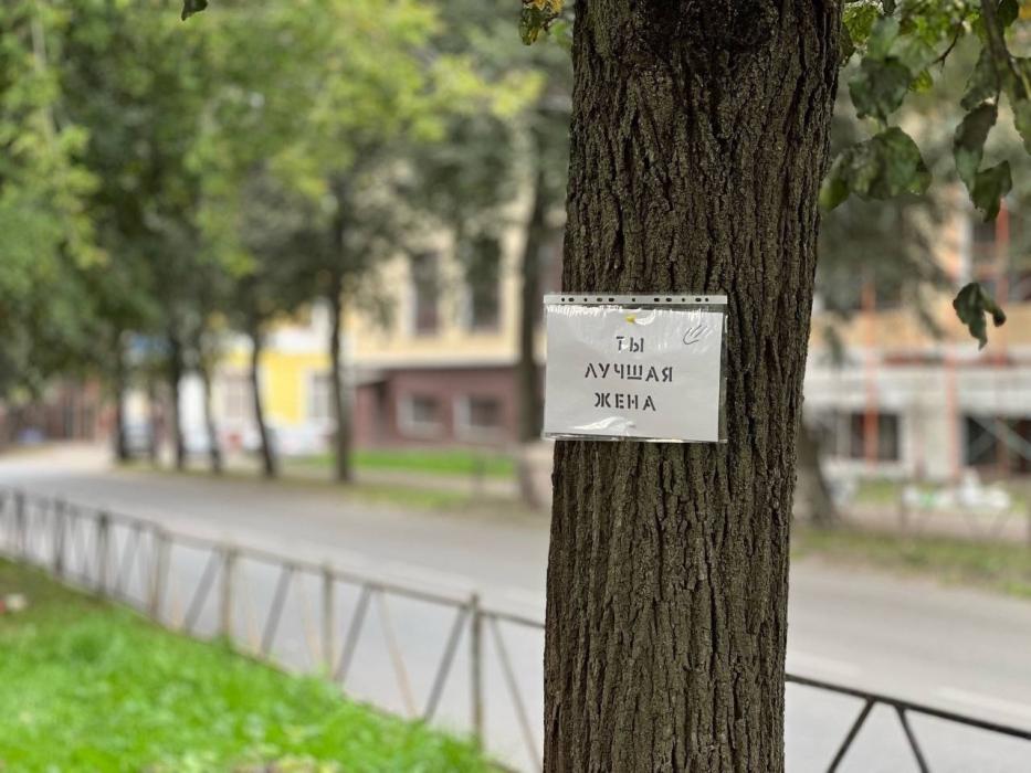 Милые послания развесил неизвестный на улице в Великих Луках