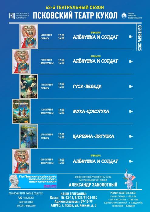 Псковский театр кукол открывает 63-й театральный сезон