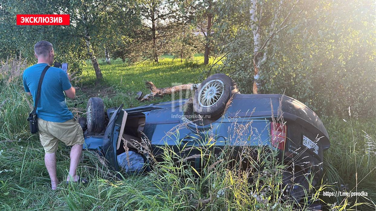 ​В Великих Луках водитель в пьяном виде вылетел в кювет и опрокинулся