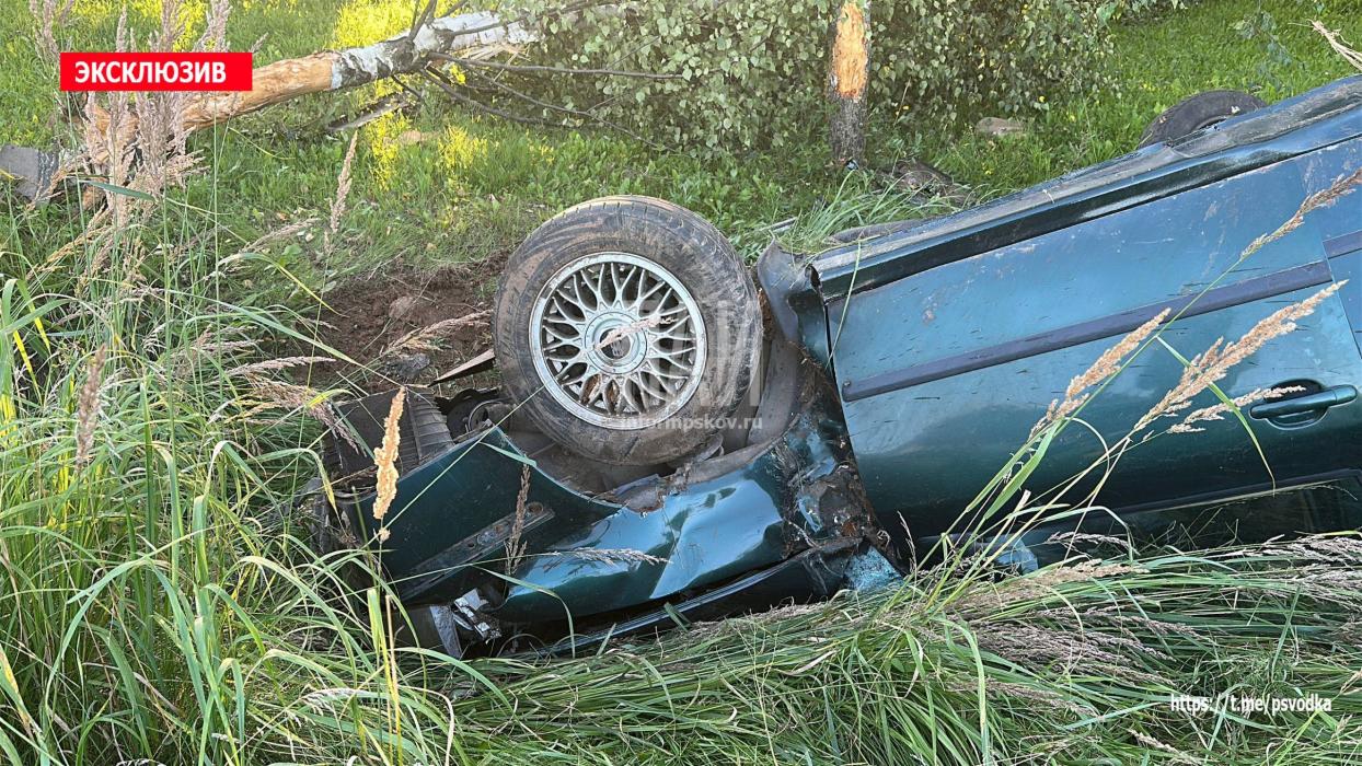 ​В Великих Луках водитель в пьяном виде вылетел в кювет и опрокинулся