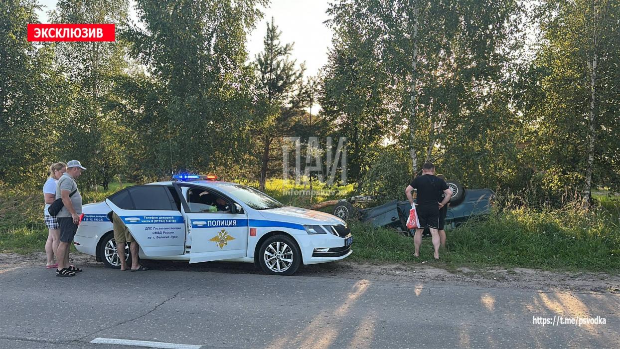 ​В Великих Луках водитель в пьяном виде вылетел в кювет и опрокинулся
