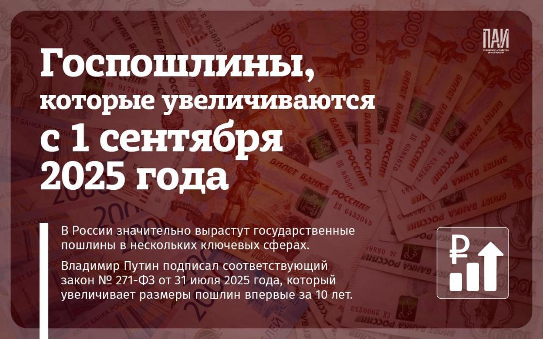 Госпошлины, которые увеличиваются с 1 сентября
