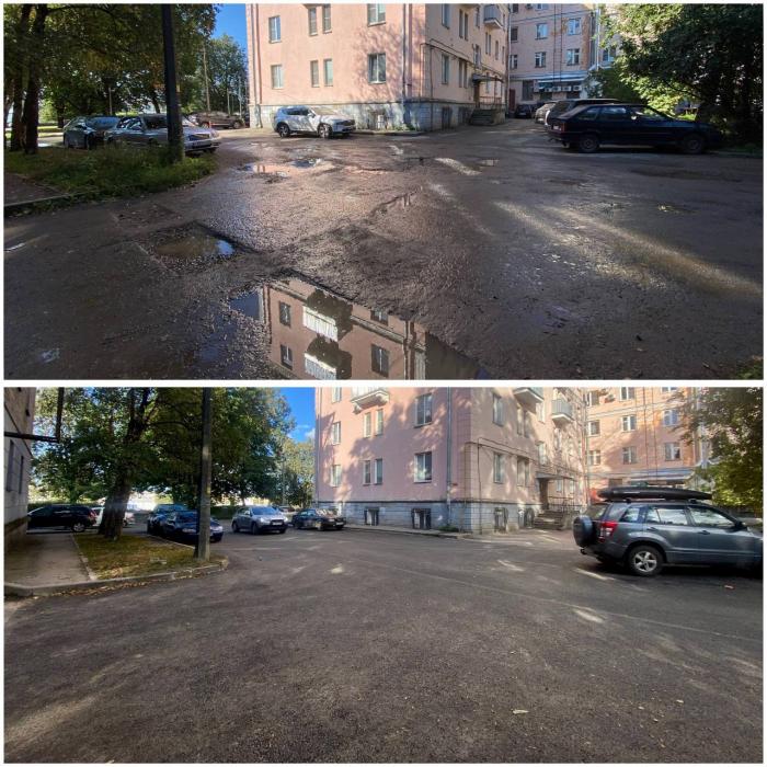 Ямы и неровности ликвидировали на улице Советской в Пскове