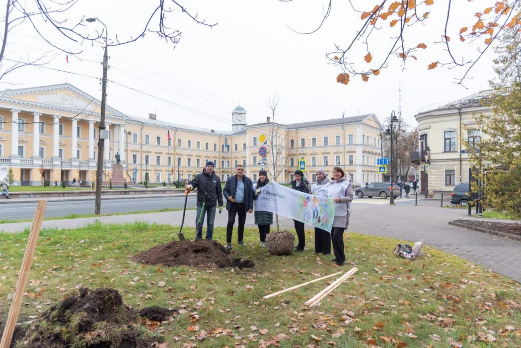 Зелёный вклад. Сбер посадил деревья в центре древнего Пскова