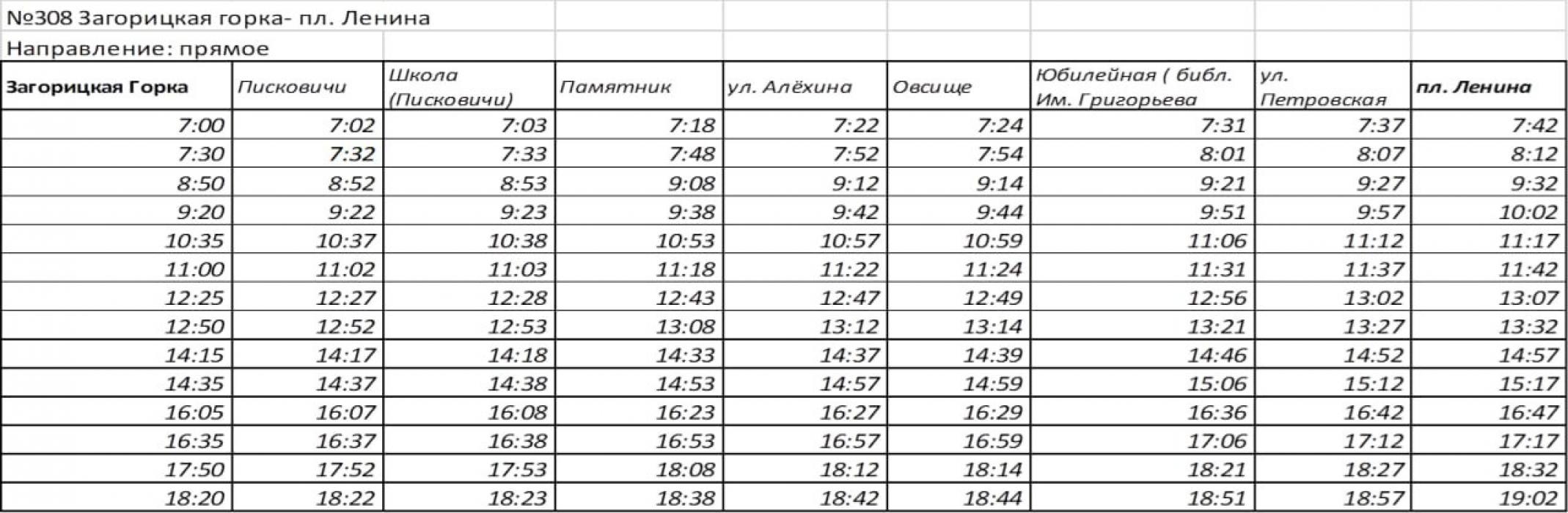 Расписание автобусов
