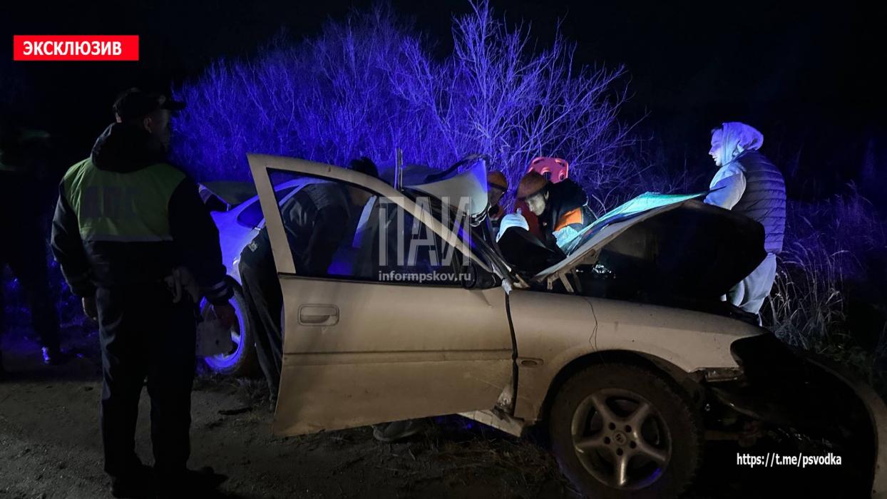 Автобус и легковой автомобиль столкнулись в Великолукском районе