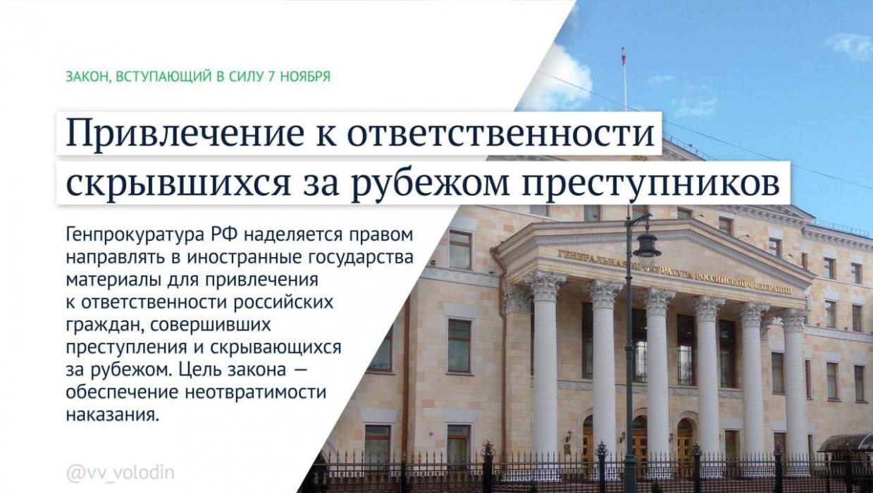 Какие законы вступают в силу в ноябре, рассказал спикер Госдумы