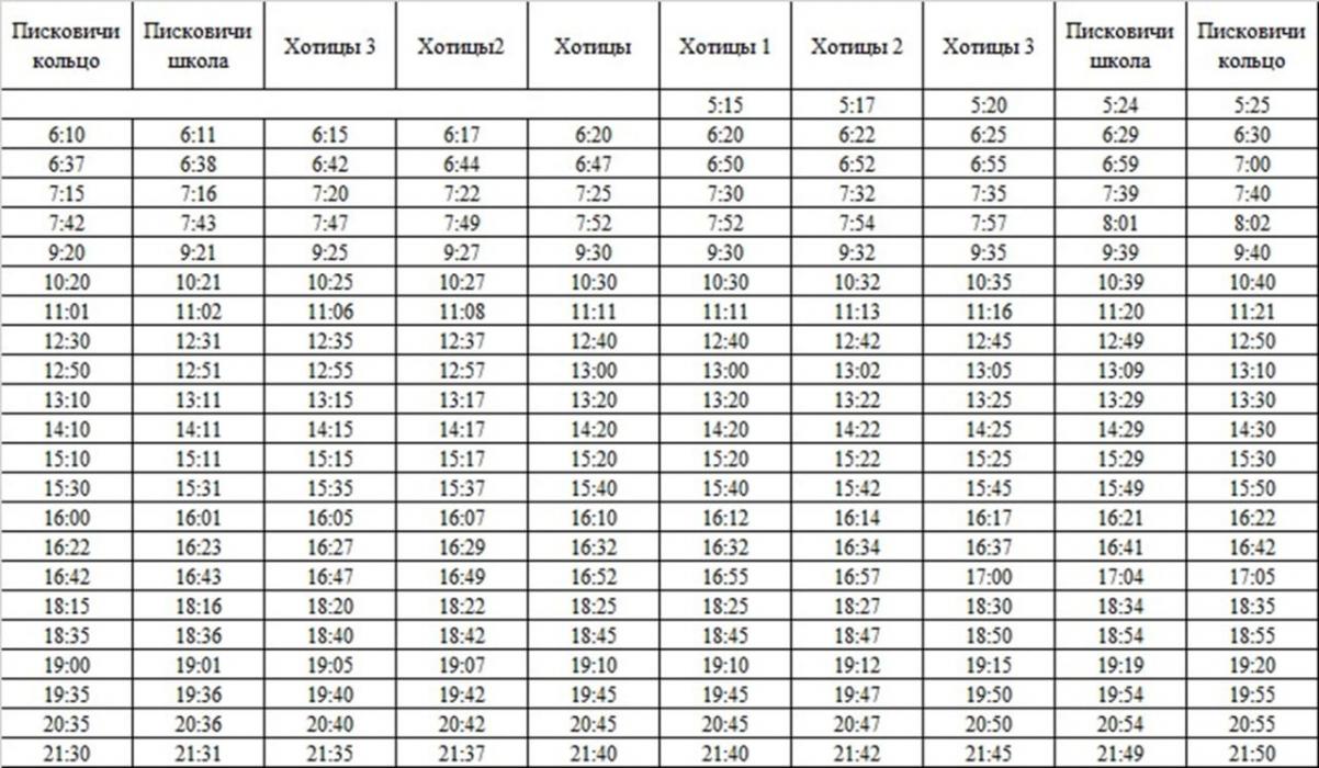 Расписание автобусов