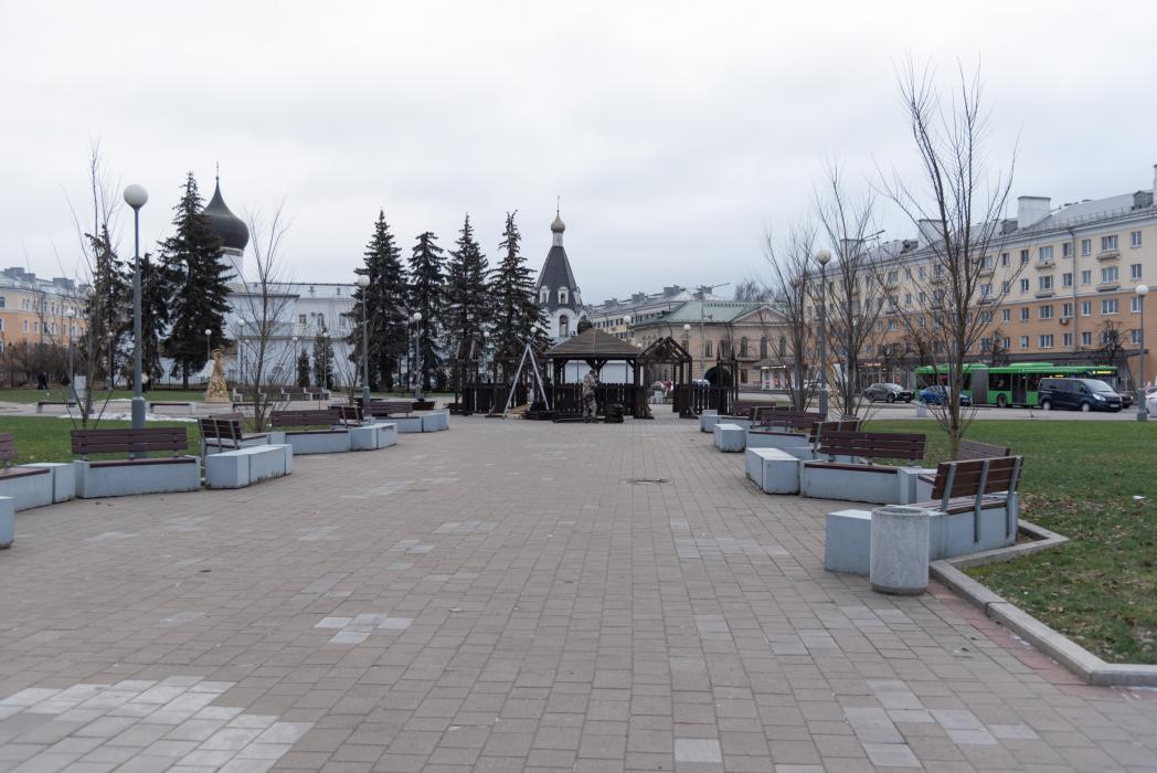 Рождественский вертеп в центре Пскова