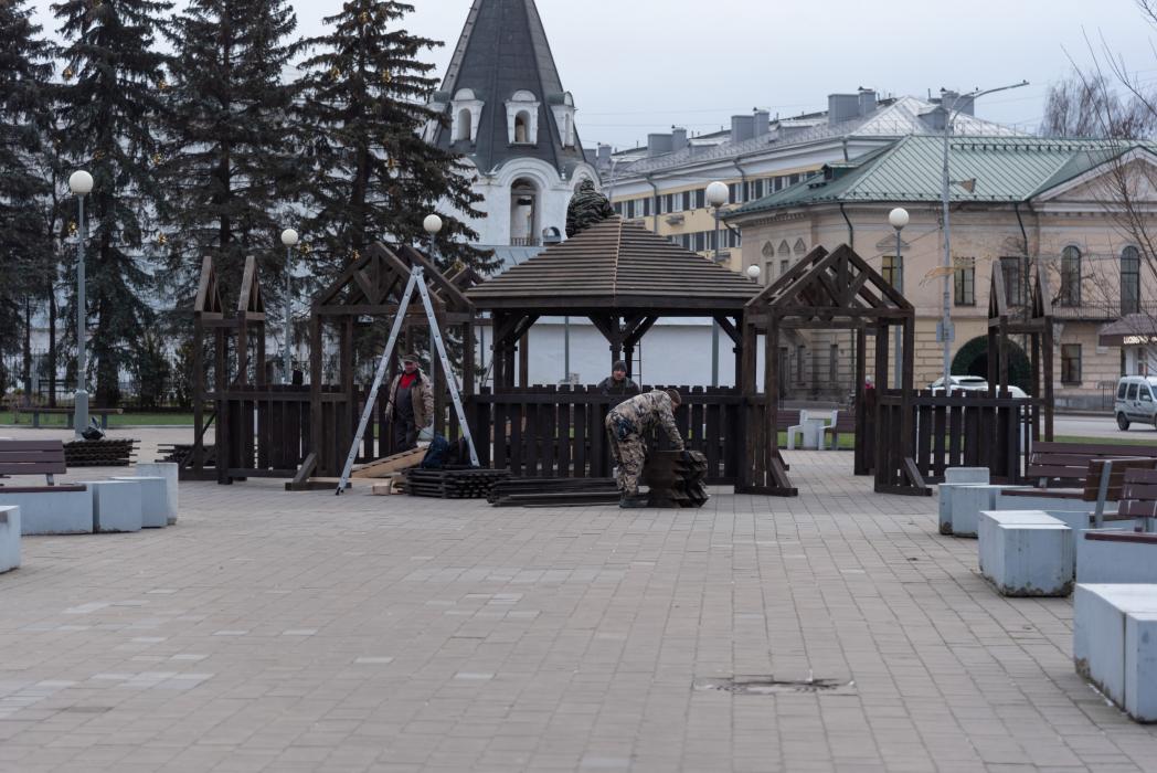 Рождественский вертеп в центре Пскова