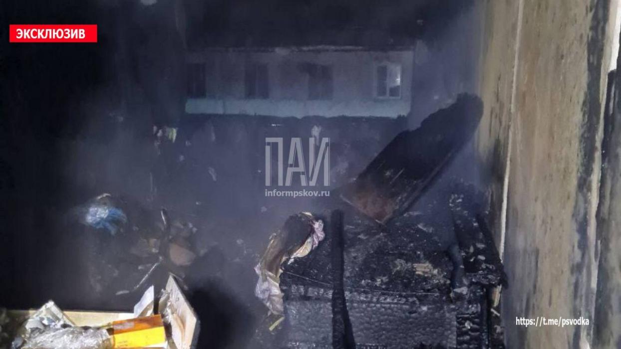Возгорание в двухкомнатной квартире в Плюссе