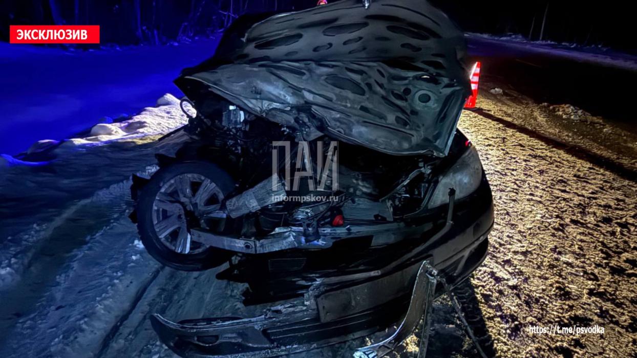 На трассе в Плюсском районе произошло столкновение автомобиля и микроавтобуса