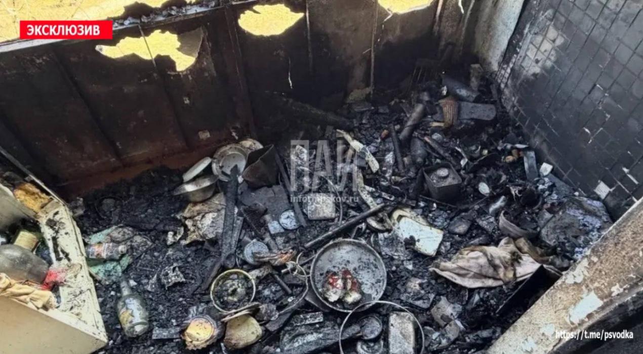 Пожар на улице Новосёлов в Пскове