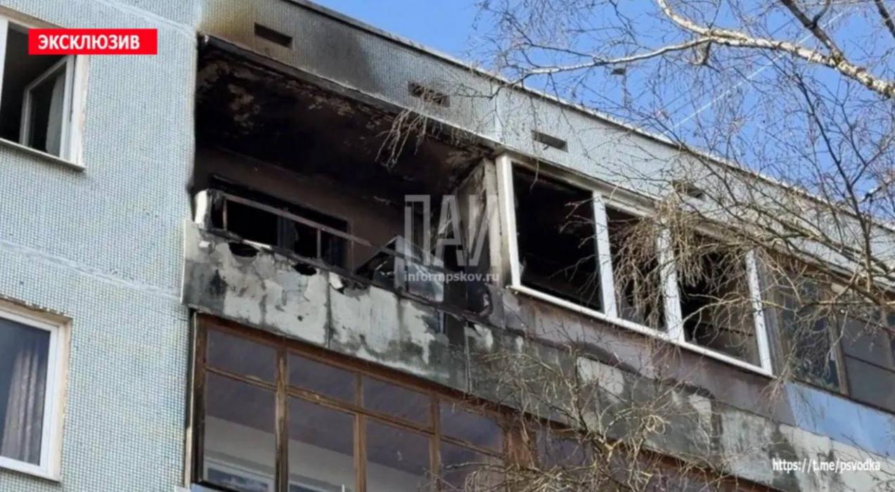 Пожар на улице Новосёлов в Пскове