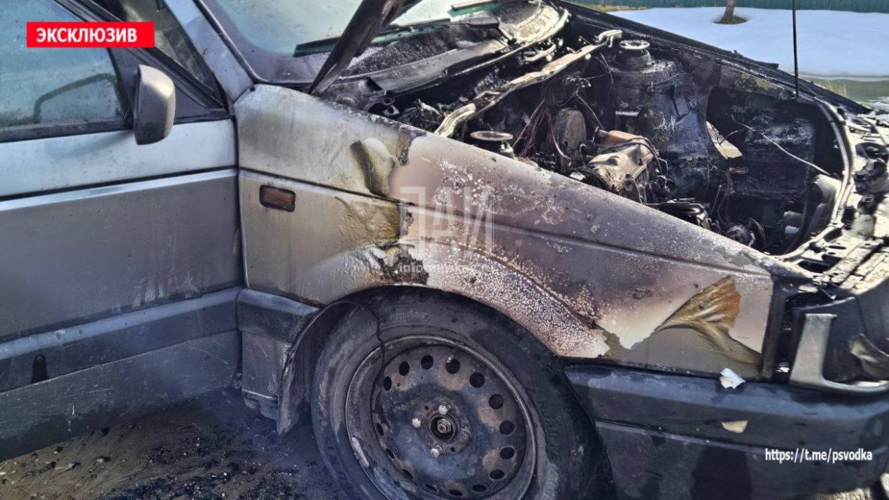 Автомобиль загорелся на улице в Великих Луках