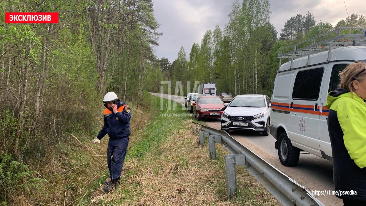Автомобиль опрокинулся в канаву под Псковом, пострадали четверо, включая ребёнка 