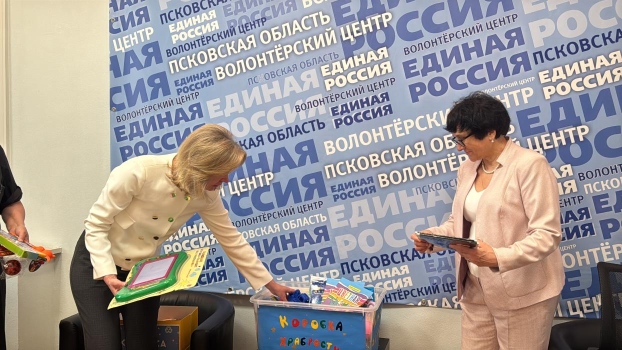 В Пскове активистки «Женского движения Единой России» передали игрушки для акции «Коробка храбрости»