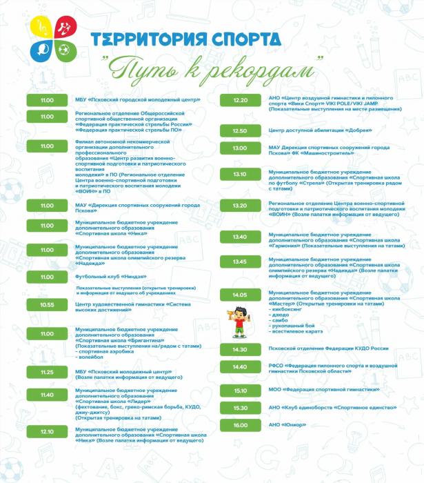 Программа мероприятия в Пскове