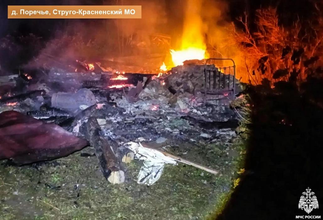 Пожар в деревне Поречье Стругокрасненского района