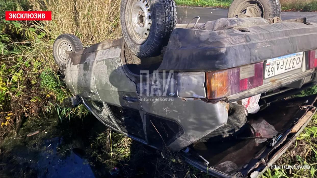В Пскове пьяный водитель на ВАЗе съехал в кювет