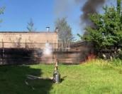 ВИДЕО: Силовой кабель загорелся на предприятии в Пскове
