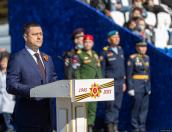 Михаил Ведерников выступил с приветственным словом на параде Победы