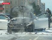 Иномарка загорелась на ходу в Пскове