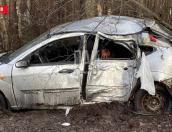Автомобиль вылетел в кювет на Ленинградском шоссе в Пскове