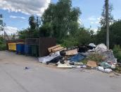 В центре Новоржева образовалась свалка возле мусорных баков