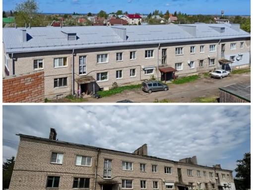 Крыши двух домов капитально отремонтировали в Псковском районе