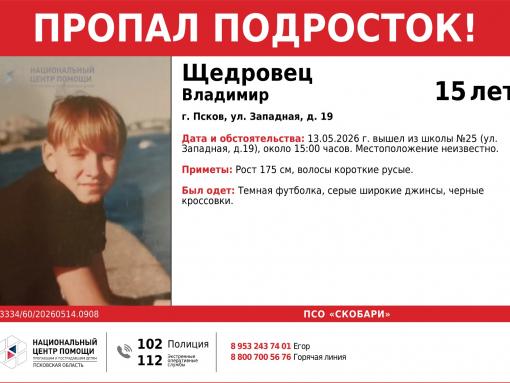 Ученик школы №25 пропал в Пскове